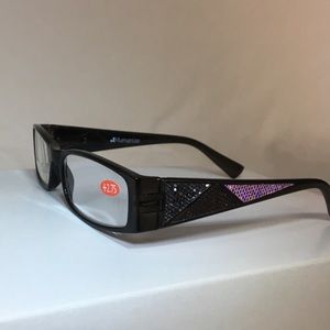 LAST 10 PAIRS Black Frame Plum Sequin Reading Glasses